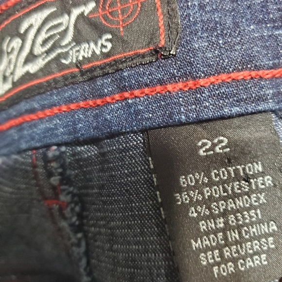 Lazer Womens Flare Jeans Dark Wash Red Laces Stitching Size 22 - Picture 6 of 6